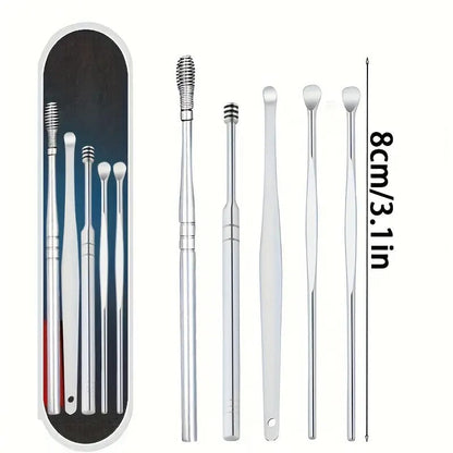Purgato Stainless Steel Ear Cleaning Tool Set – 6 Pieces