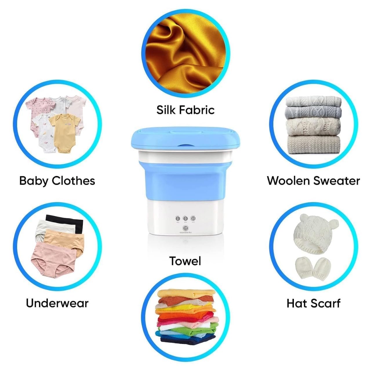 Purgato Foldable Mini Washing Machine for Travel & Hostels