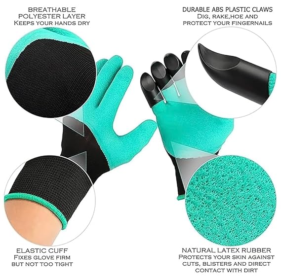 Purgato Garden Gloves with Durable ABS Plastic Claws