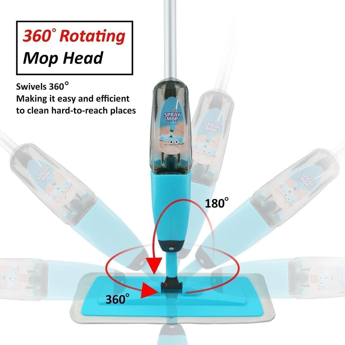 Purgato Spray Mop with Microfiber Cloth and Aluminum Pole