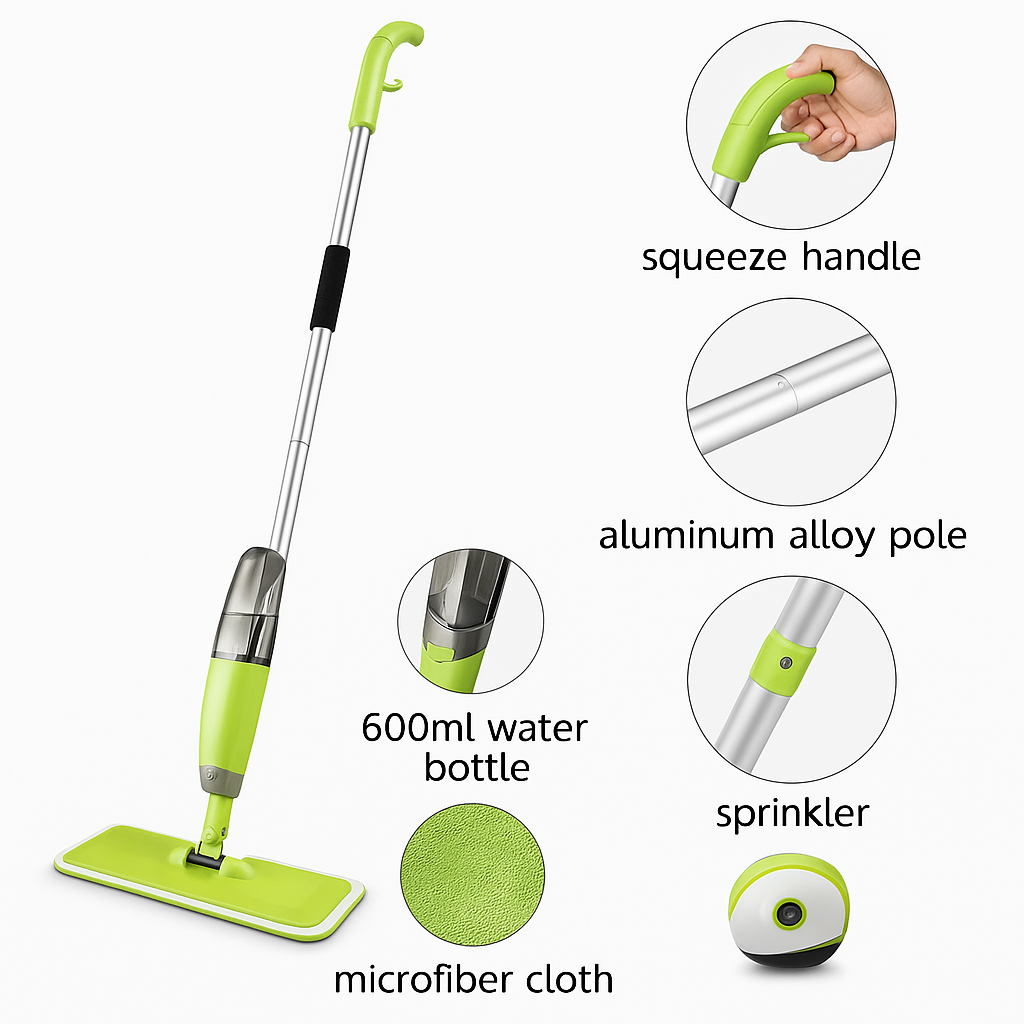 Purgato Spray Mop with Microfiber Cloth and Aluminum Pole